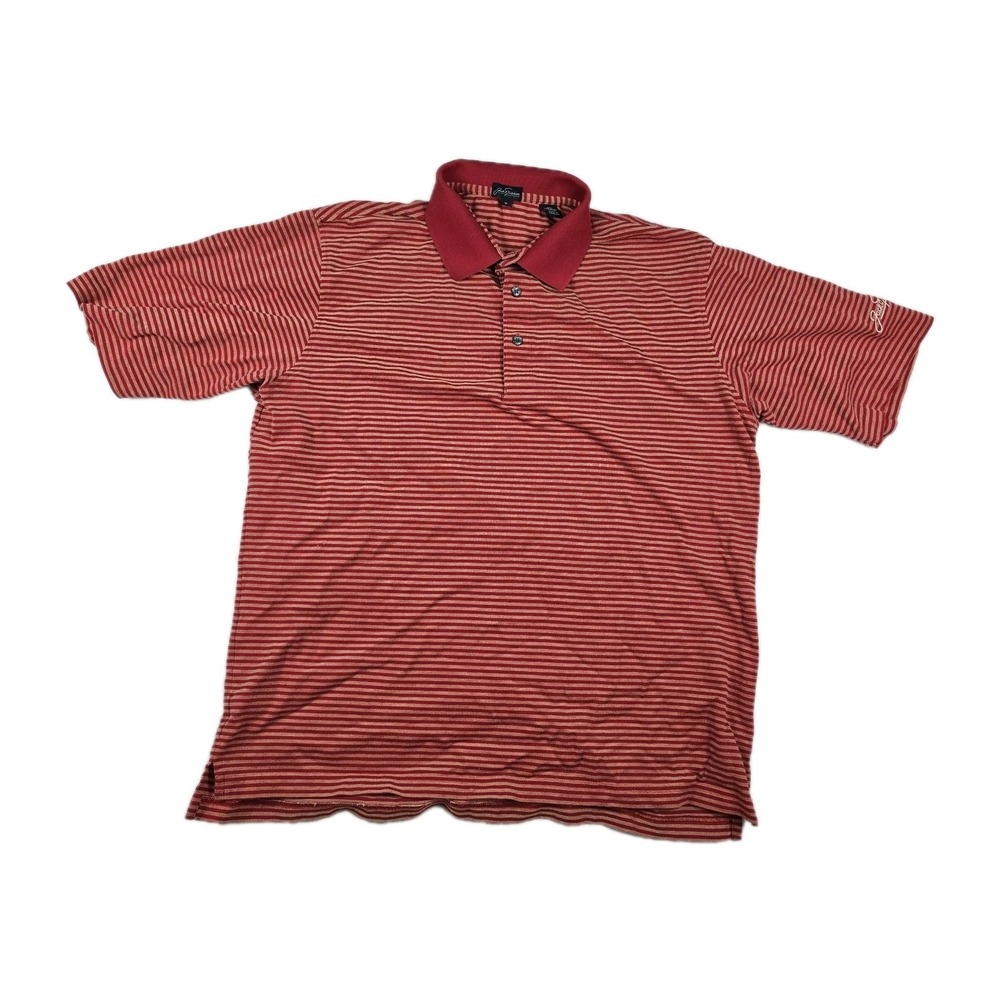 Jack Nicklaus Red Striped Golf Polo Men's Size Medium Short‎ Sleeve